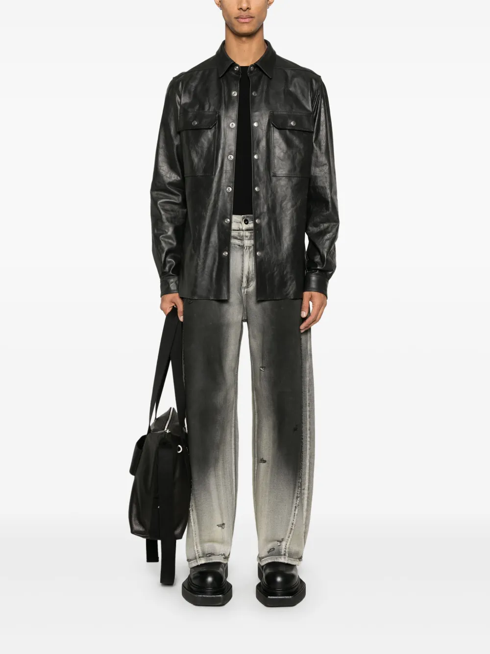 Rick Owens Leren jack - Zwart