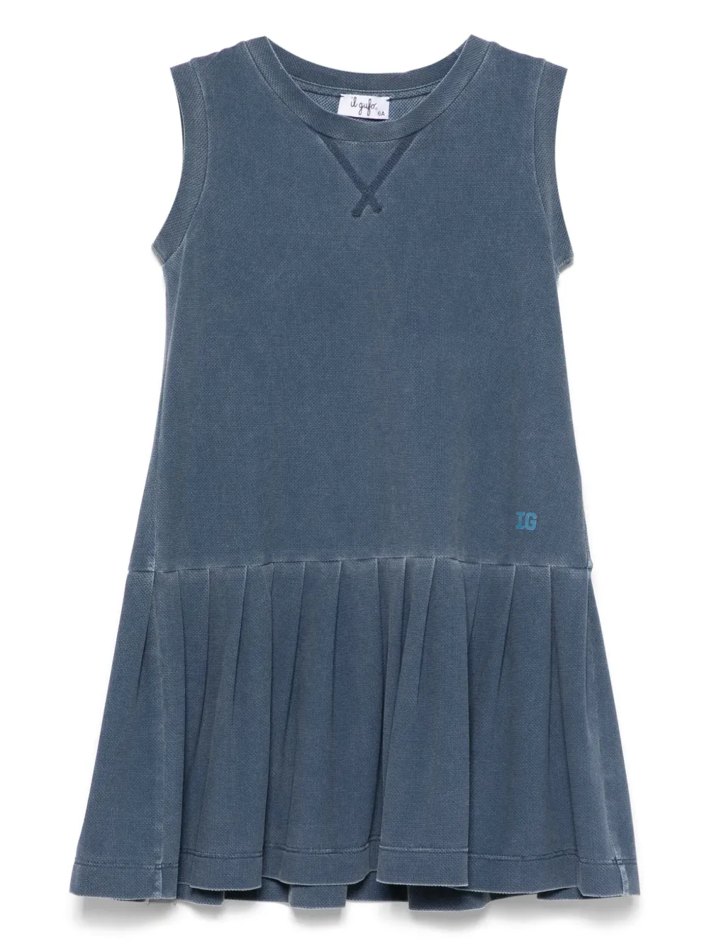 Il Gufo Jurk met geplooid detail Blauw