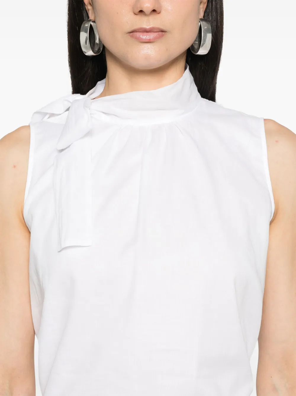 Shop Peserico Tie-neck Blouse In White