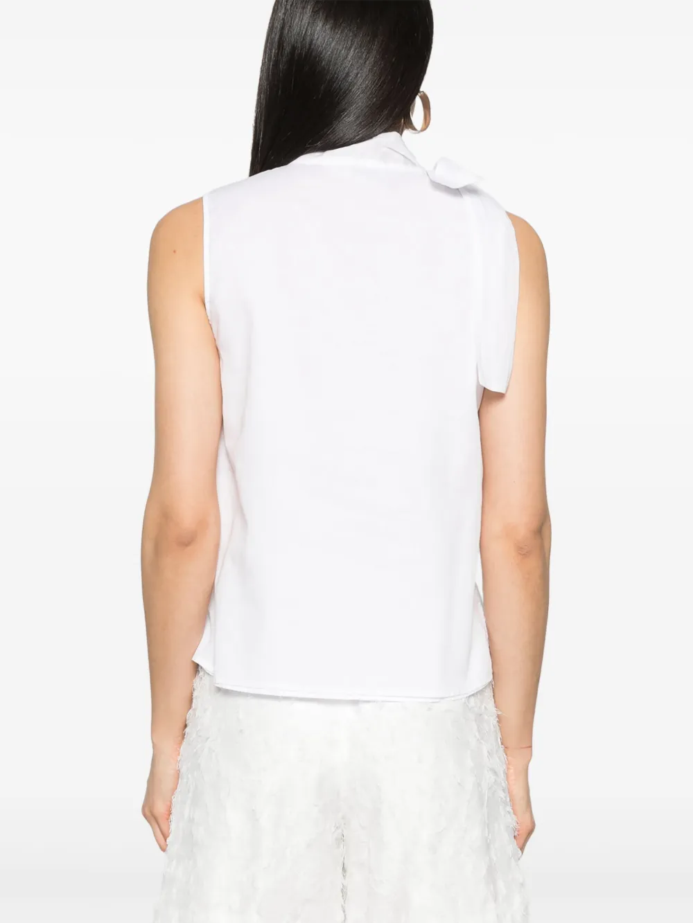 Shop Peserico Tie-neck Blouse In White