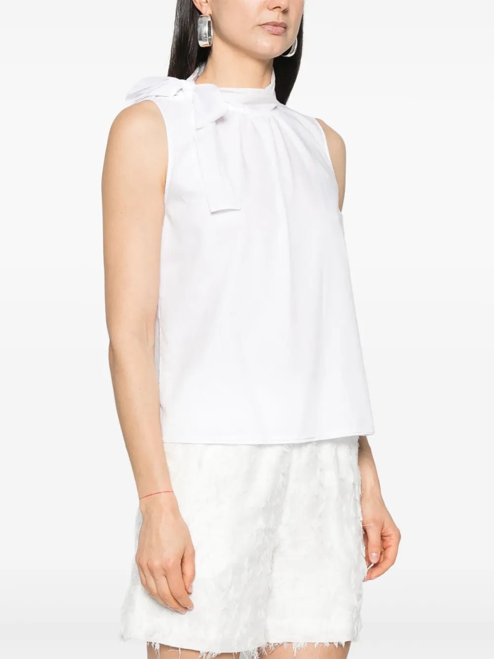 Shop Peserico Tie-neck Blouse In White