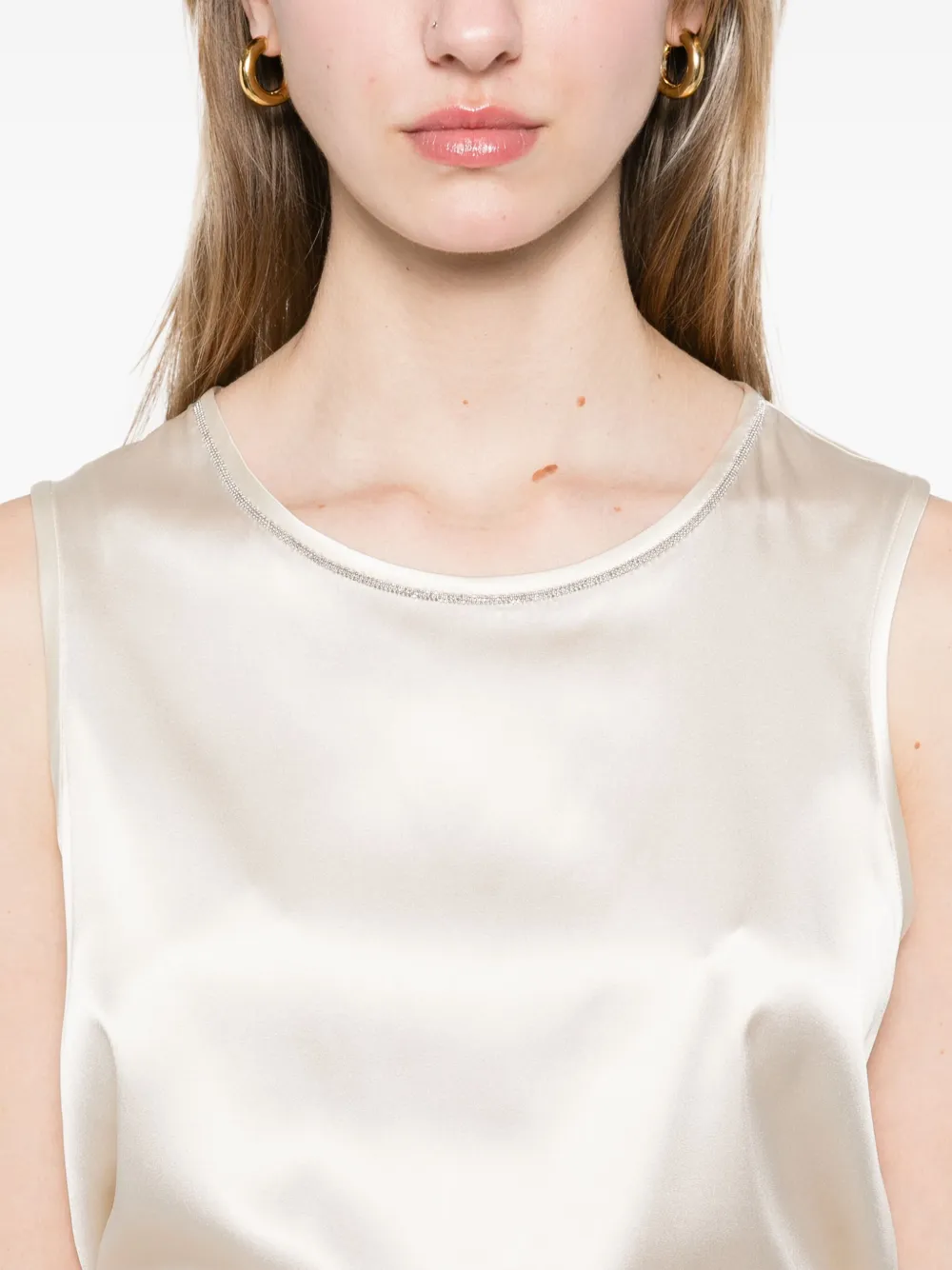 Shop Peserico Satin Top In Neutrals