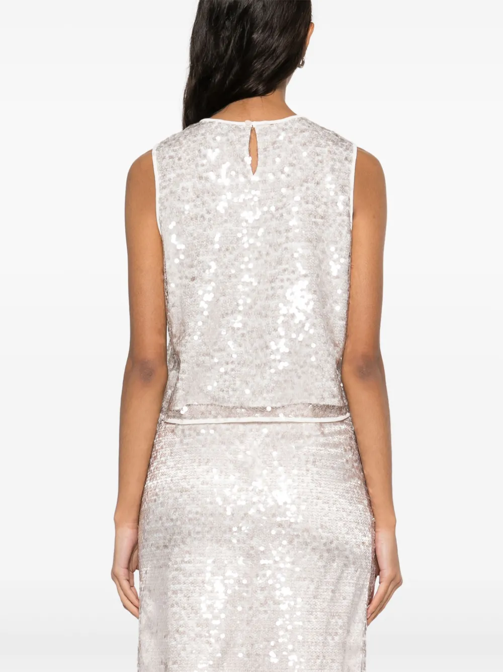 Peserico Tanktop met pailletten Beige
