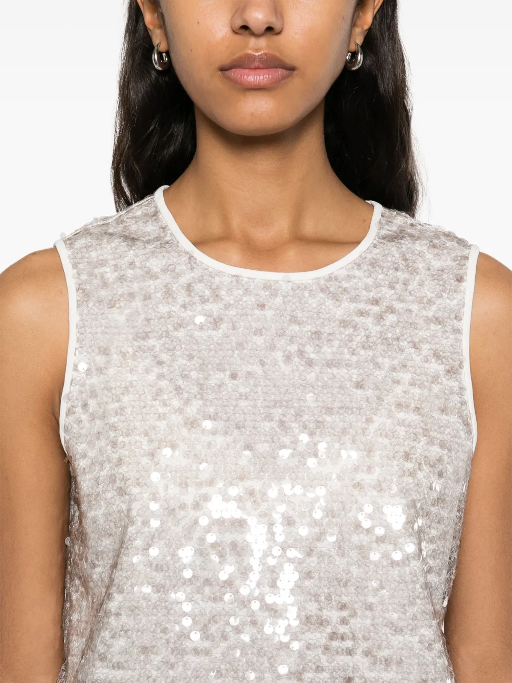 Peserico Tanktop met pailletten Beige