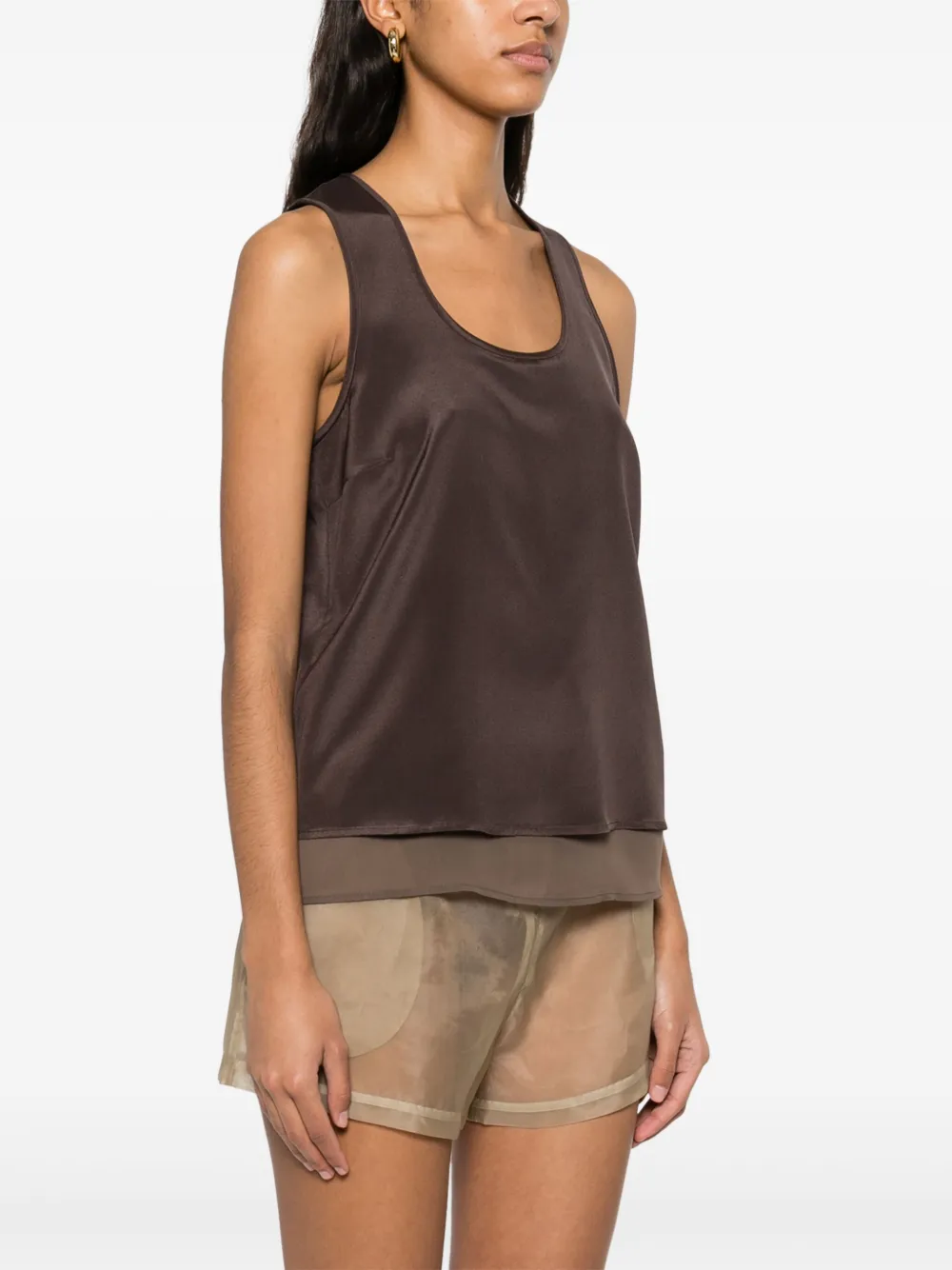 Shop Peserico Satined Tank Top In Brown
