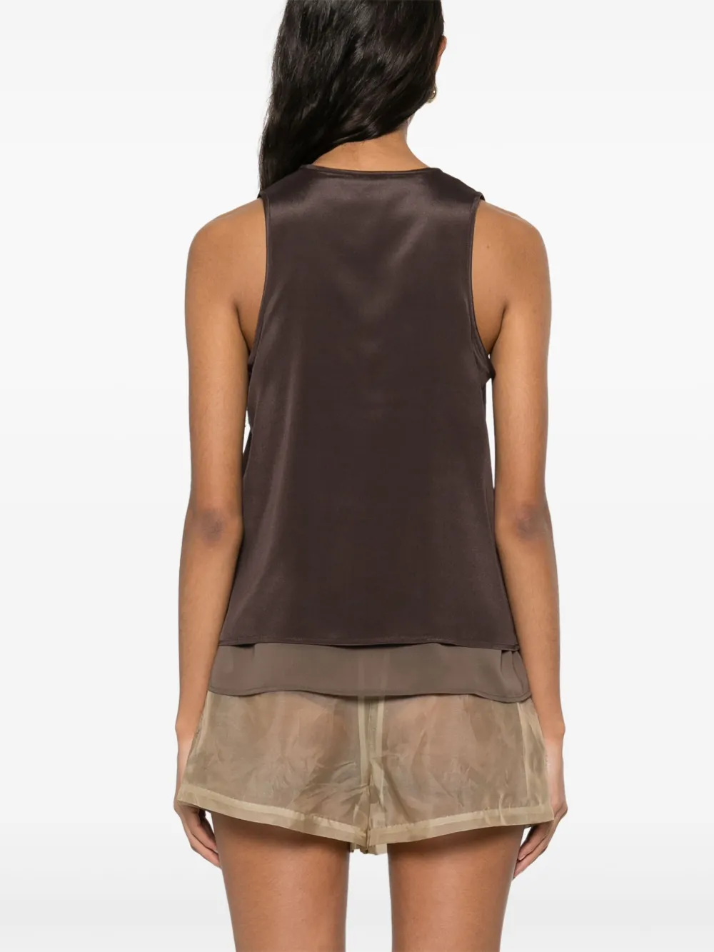 Shop Peserico Satined Tank Top In Brown