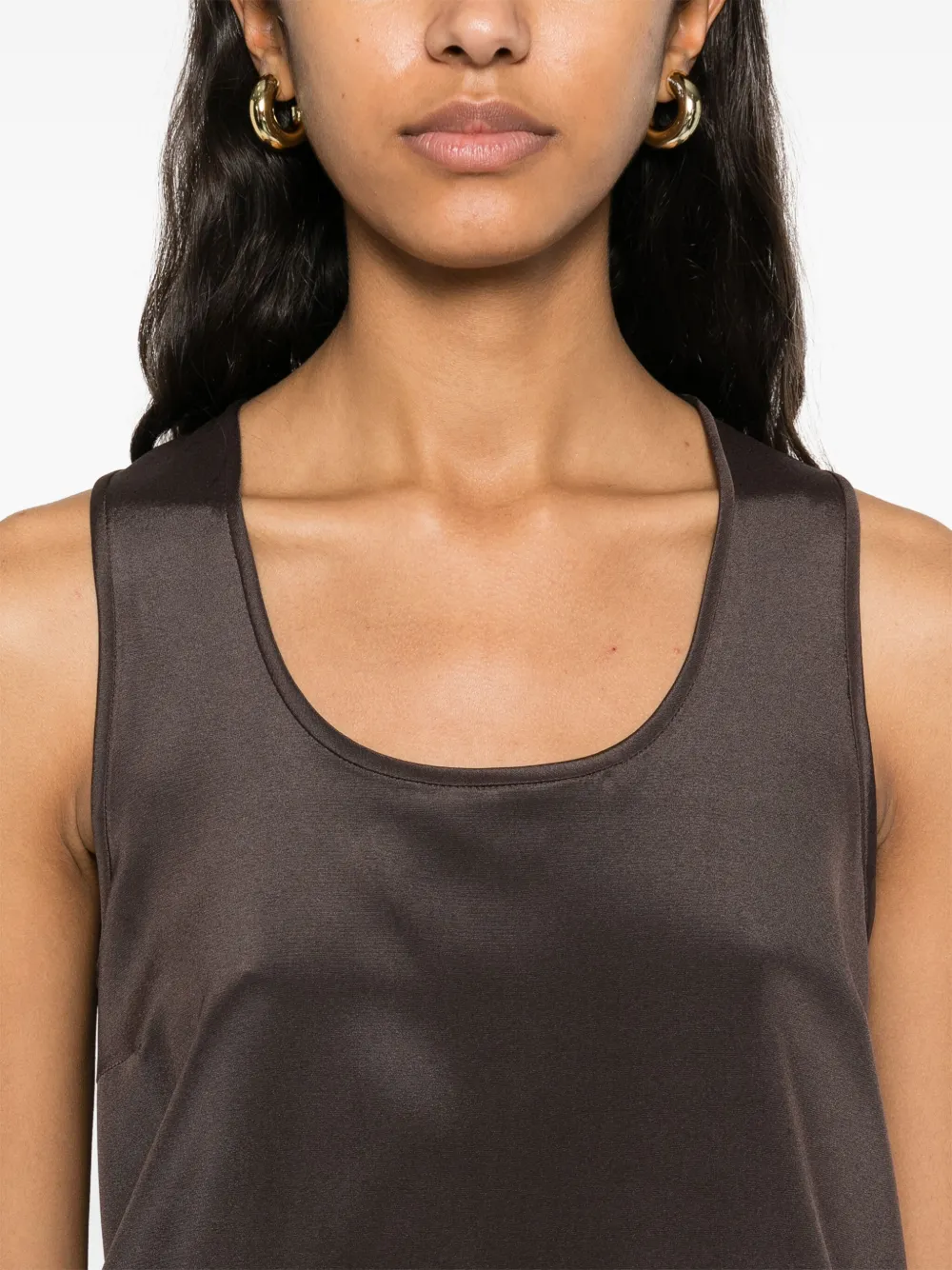Shop Peserico Satined Tank Top In Brown