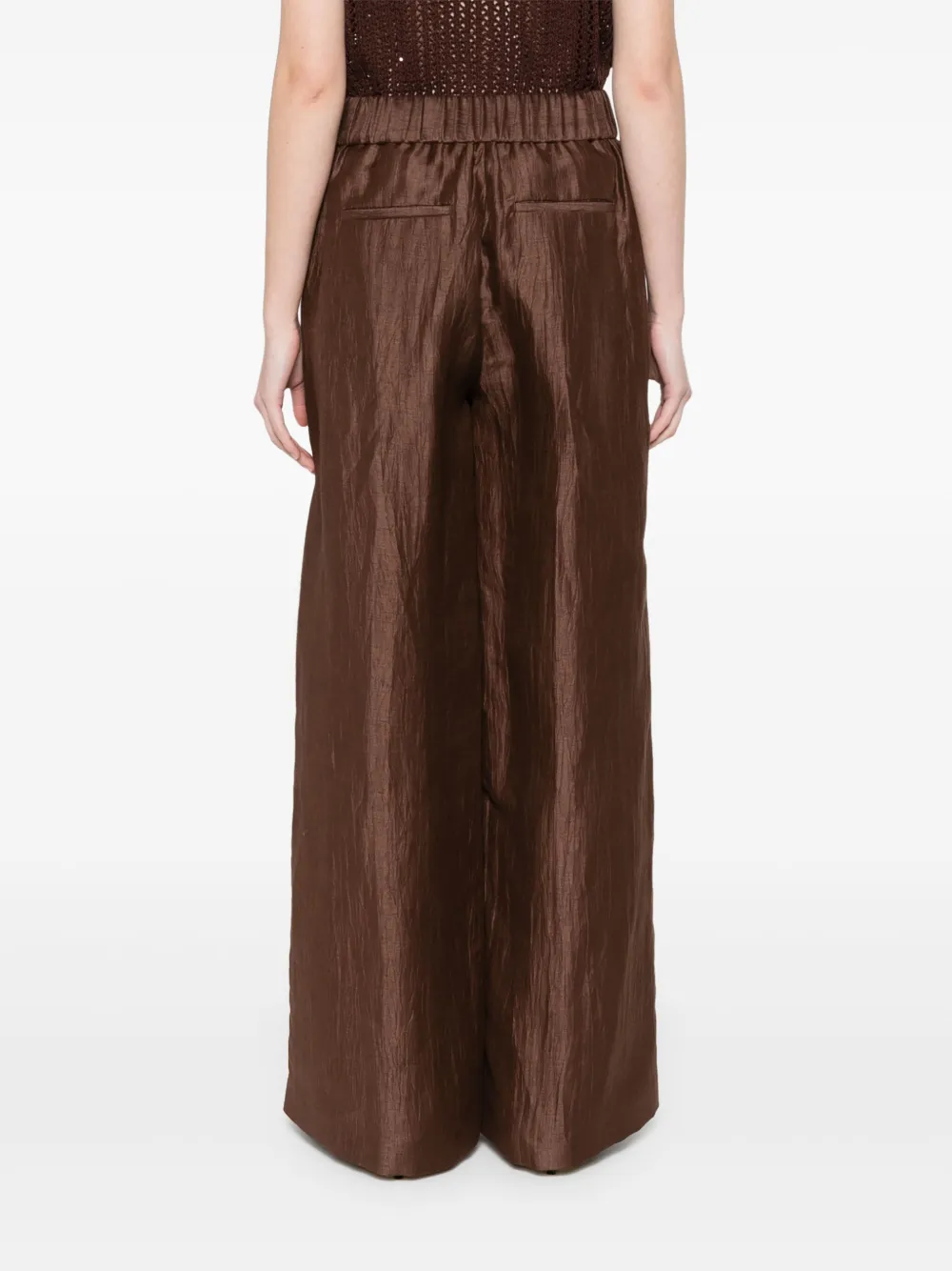 Peserico Crinkle-effect Trousers In Brown