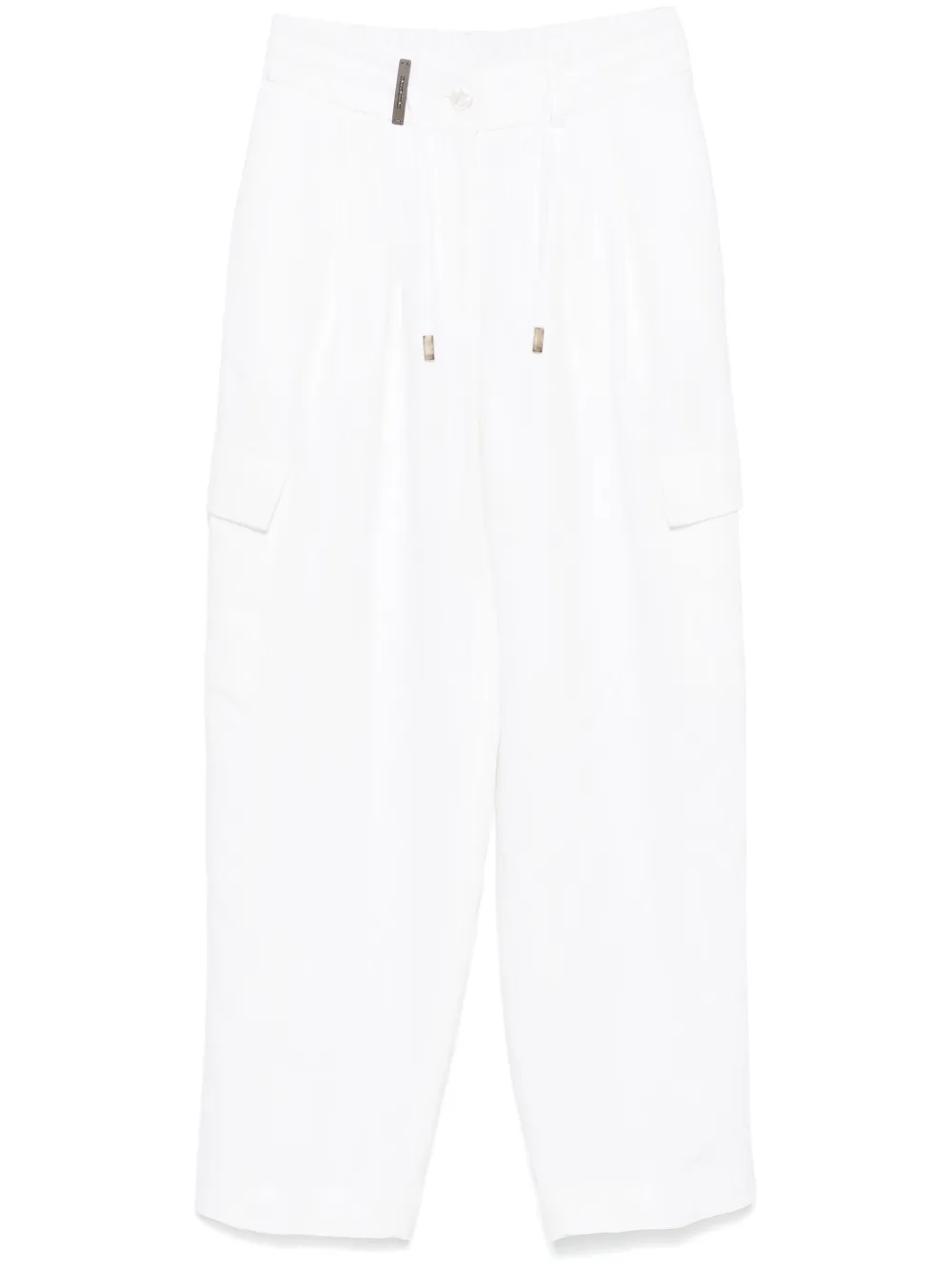 Peserico Broek met visgraatpatroon Wit