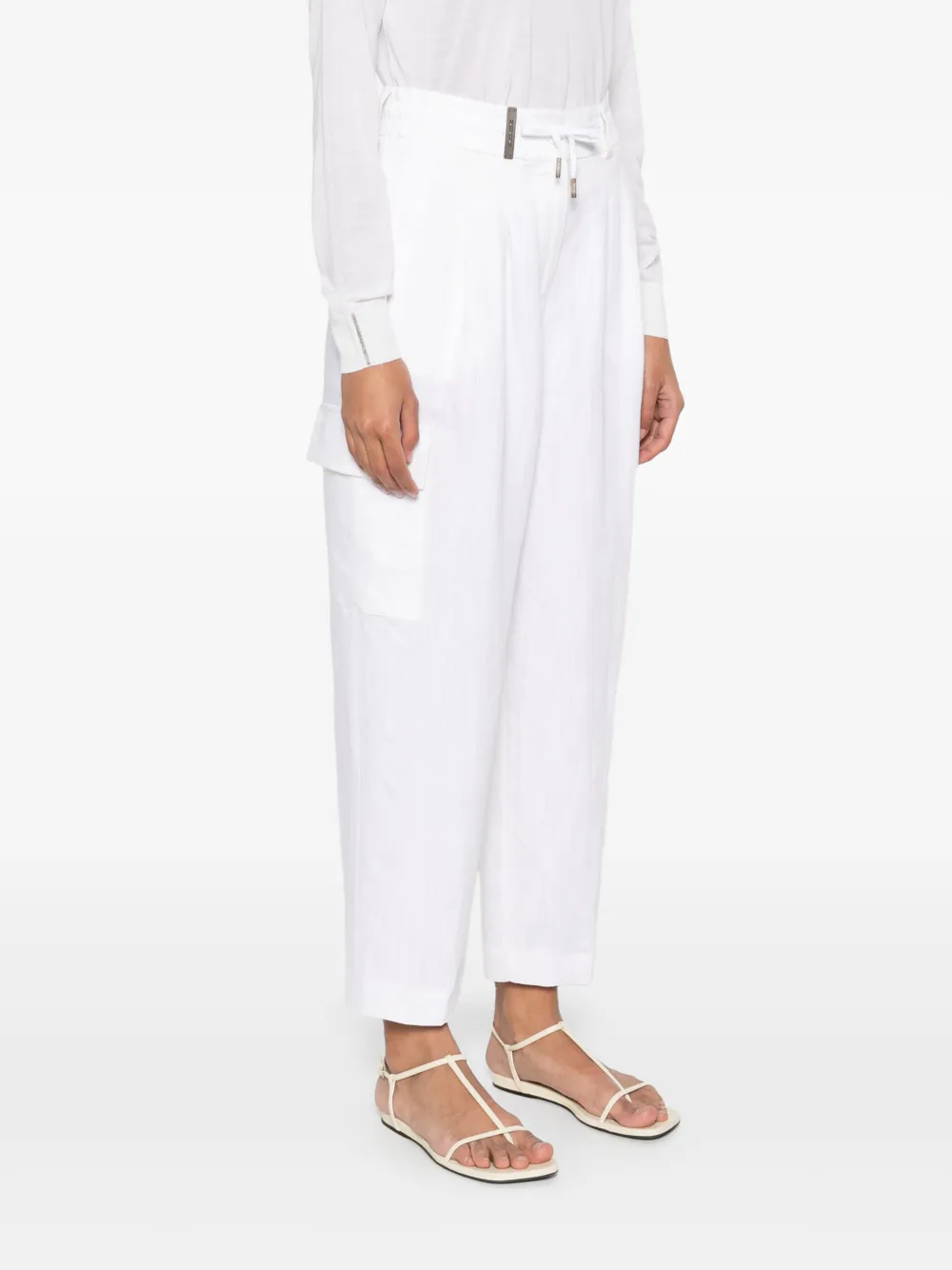 Peserico Broek met visgraatpatroon Wit