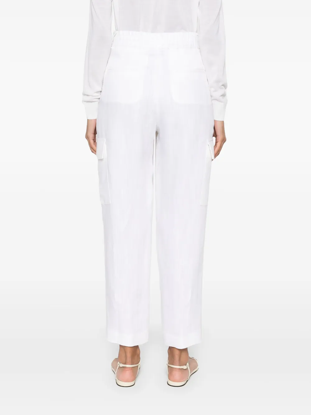 Peserico Broek met visgraatpatroon Wit