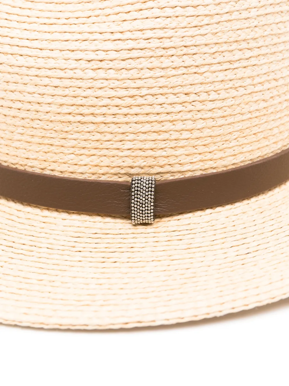 Peserico Fedora hoed met leren bandje - Beige