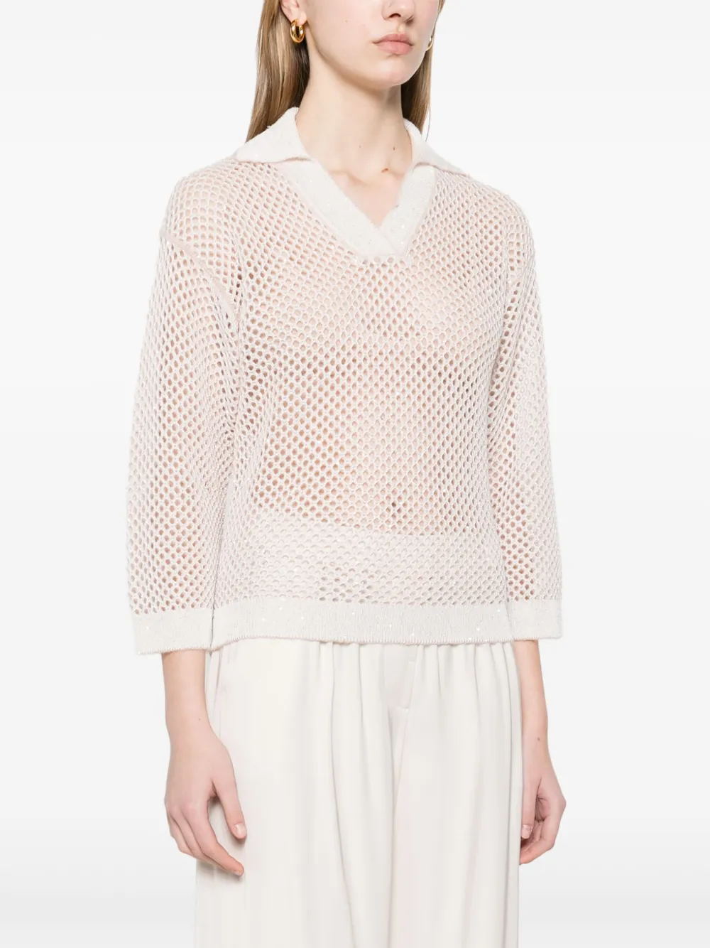 Shop Peserico Sequin-embellished Sweater In Pink