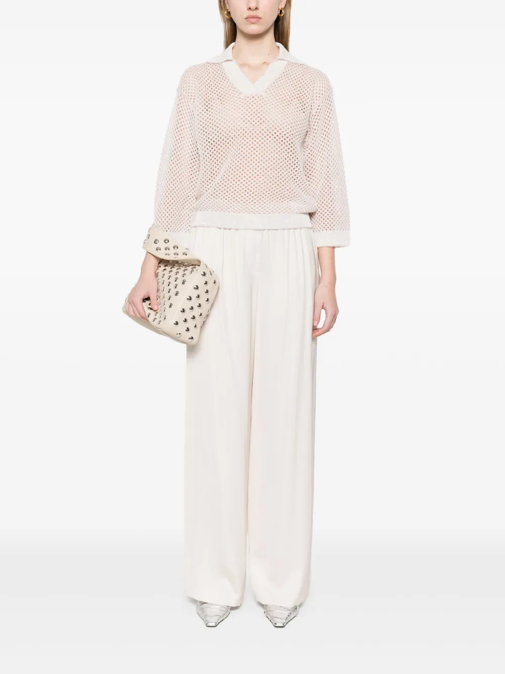 Shop Peserico Sequin-embellished Sweater In Pink