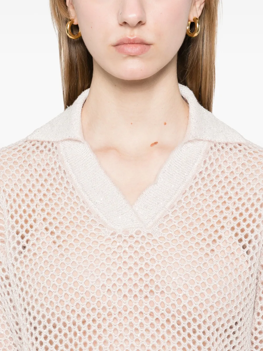 Shop Peserico Sequin-embellished Sweater In Pink