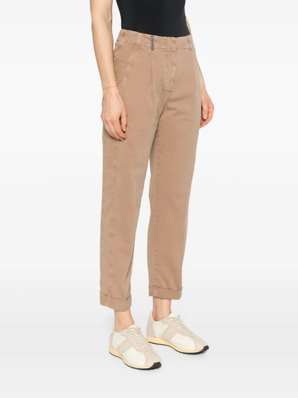 Peserico Gabardine broek met geverfd effect Bruin