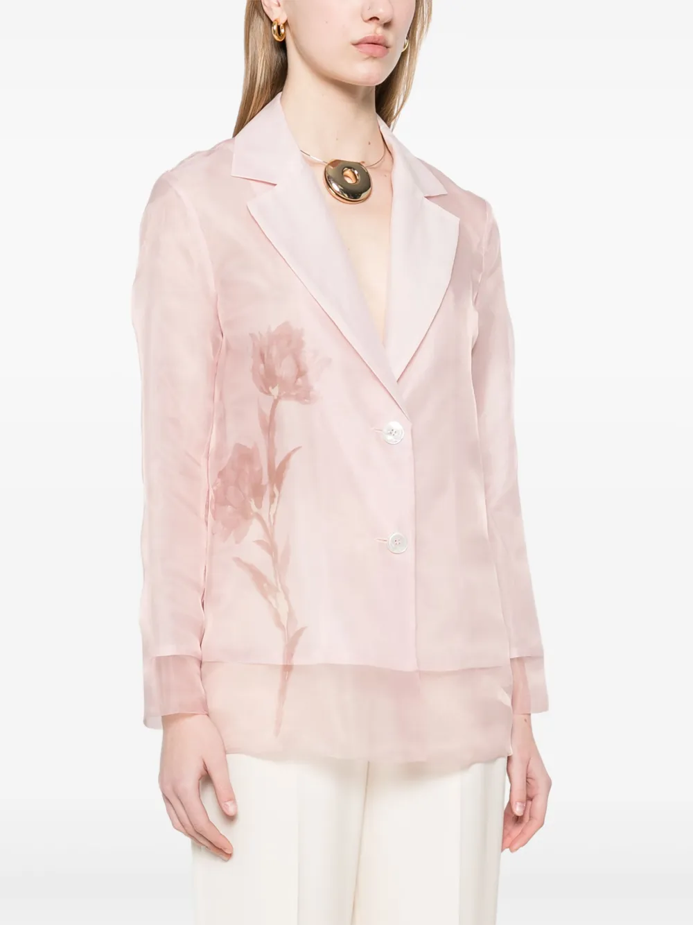 Shop Peserico Organza Blazer In Pink