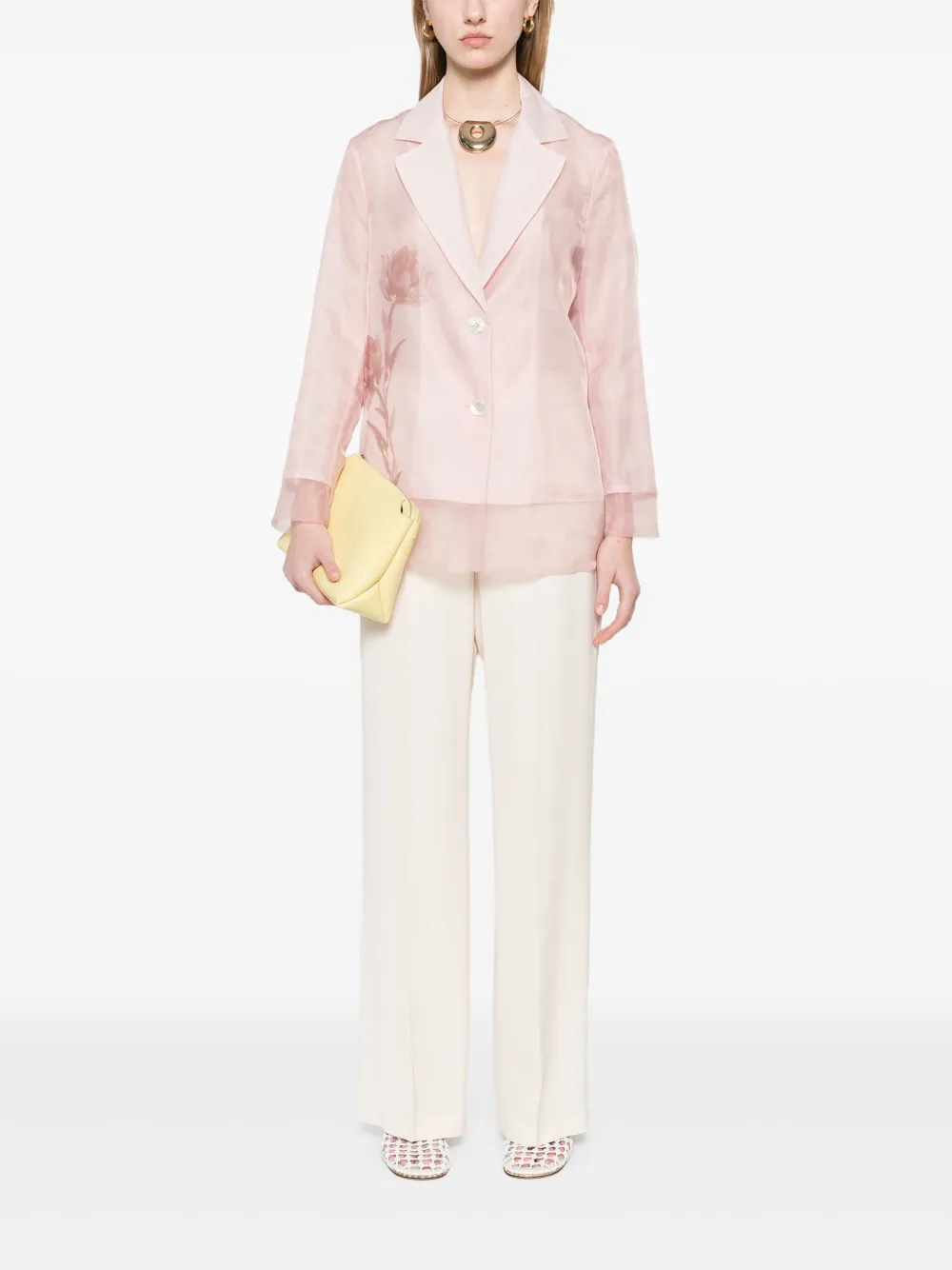 Shop Peserico Organza Blazer In Pink