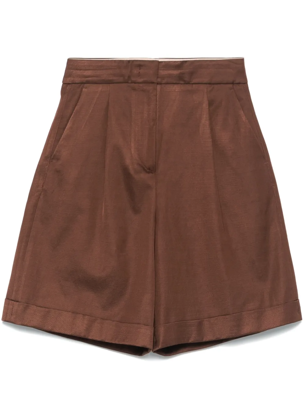 Peserico satin twill shorts | Brown | Image 1