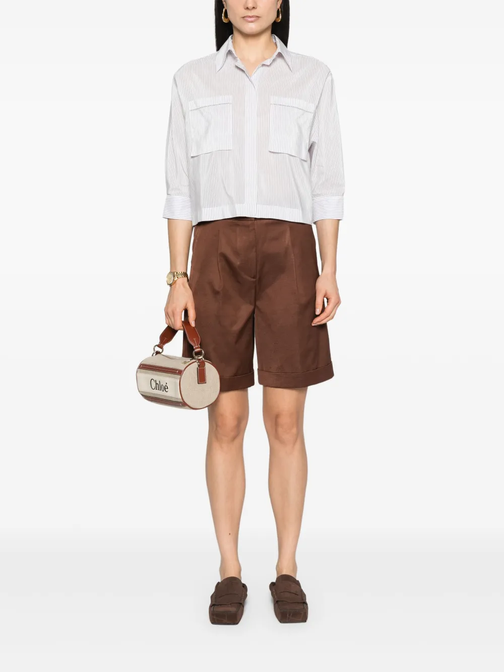 Peserico Satijnen twill shorts - Bruin