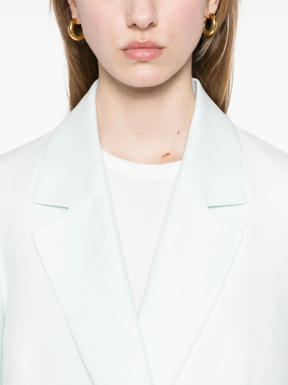 Shop Peserico Double-breasted Linen Blazer In Green