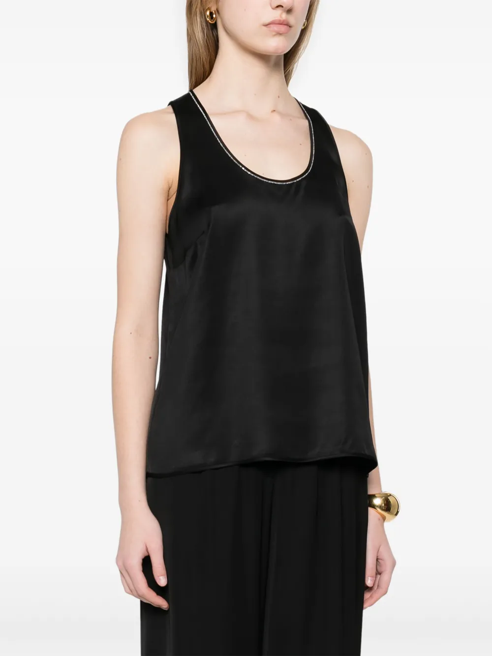 Peserico Satijnen tanktop Zwart