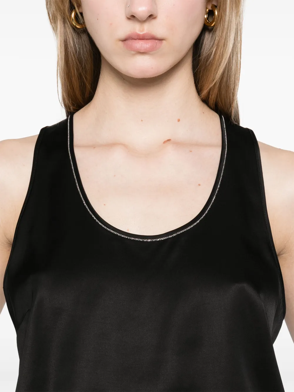 Peserico Satijnen tanktop Zwart