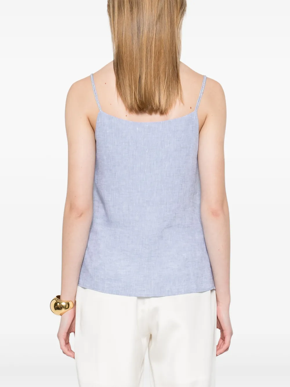 Shop Peserico Linen Top In Blue