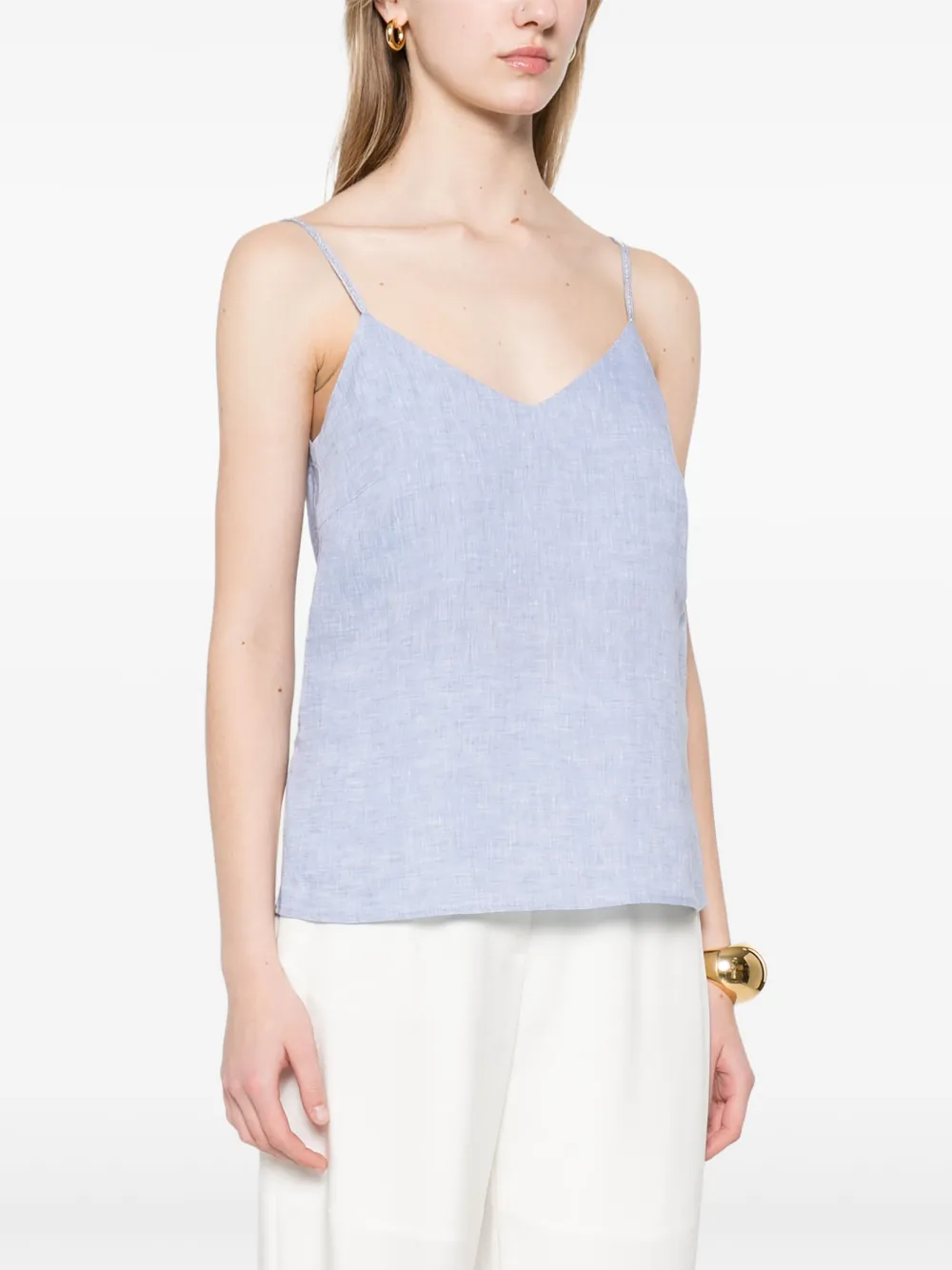 Shop Peserico Linen Top In Blue
