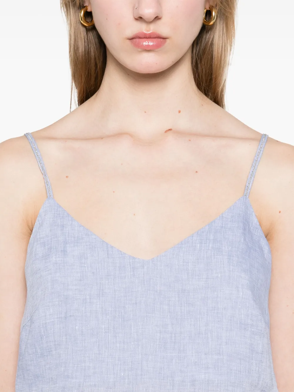 Shop Peserico Linen Top In Blue