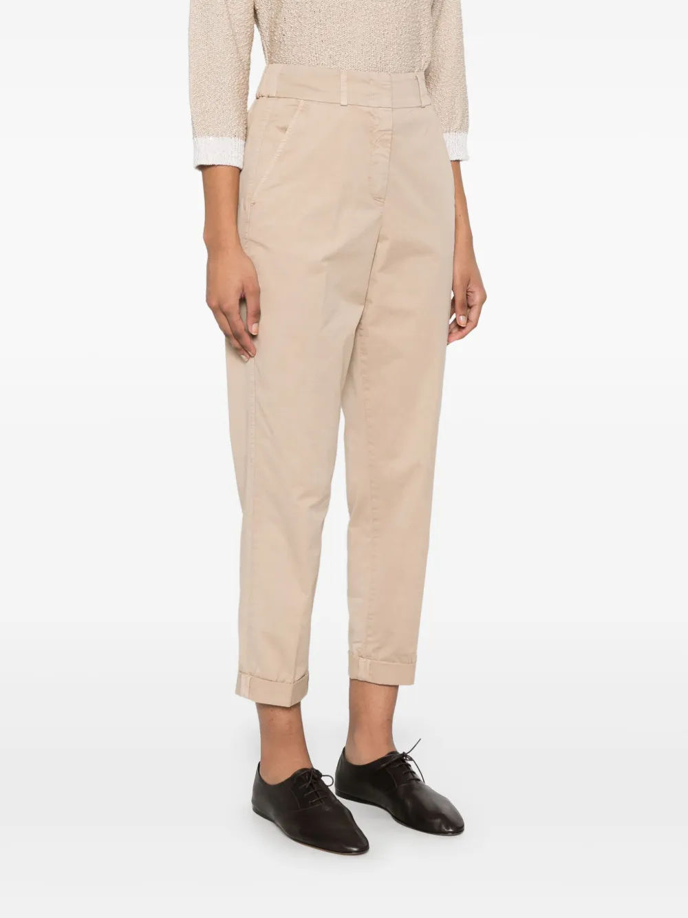 Peserico Broek met gabarine weving Beige