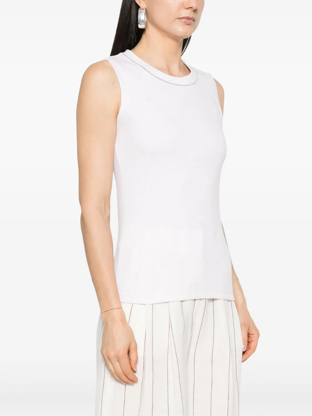 Shop Peserico Punto Luce-trim Jersey Tank Top In Neutrals