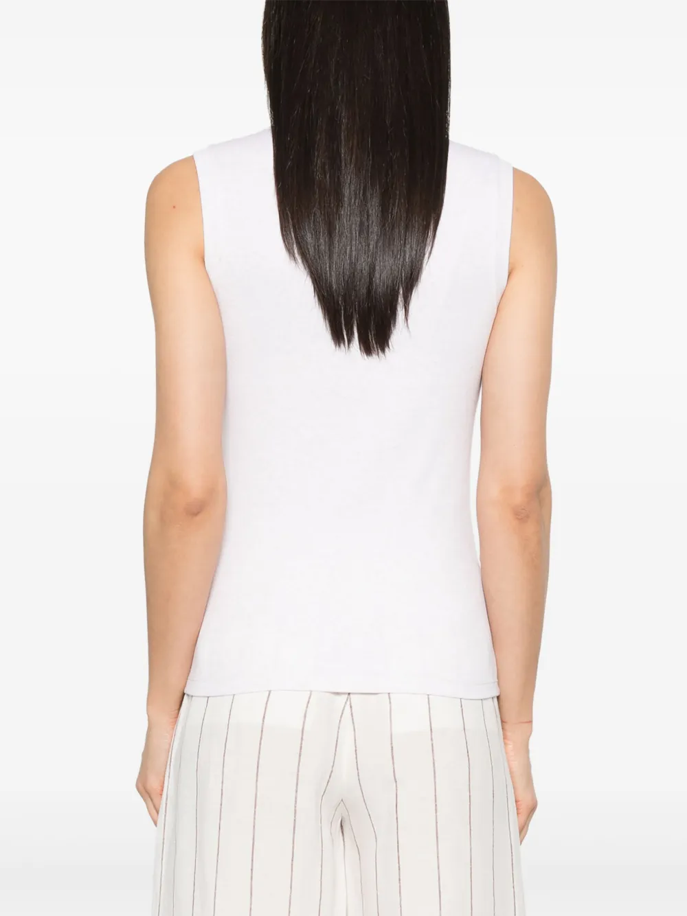 Shop Peserico Punto Luce-trim Jersey Tank Top In Neutrals