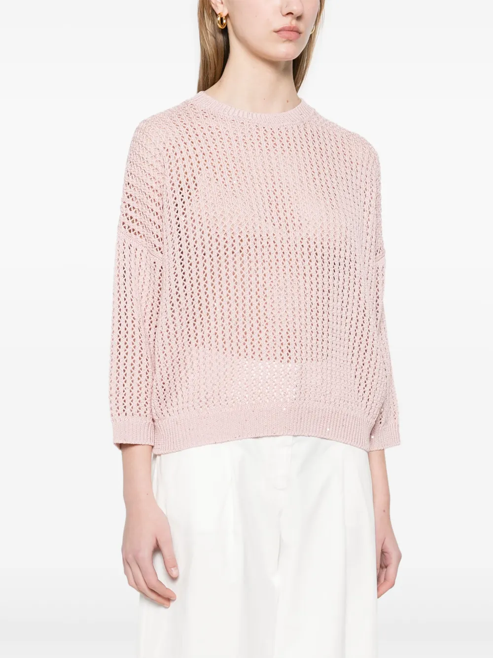 Shop Peserico Sequin-embellished Sweater In Pink
