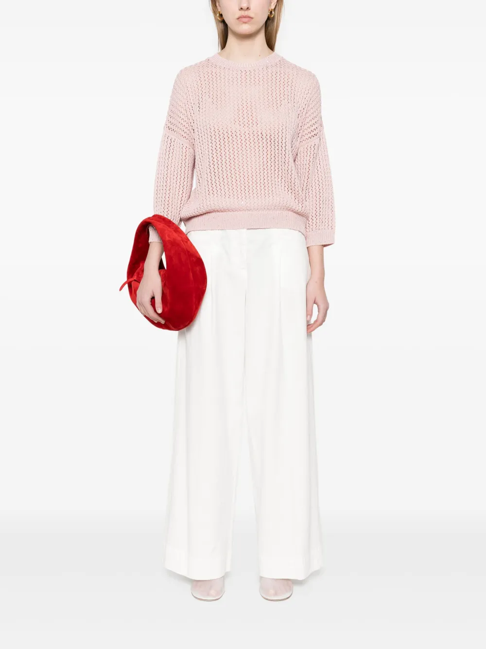 Shop Peserico Sequin-embellished Sweater In Pink