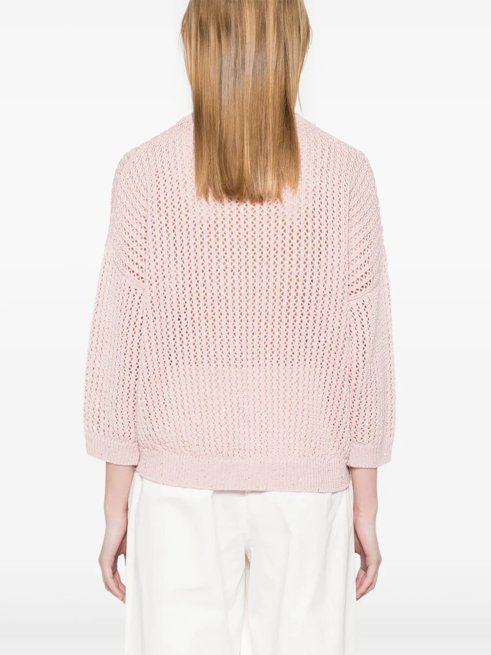 Shop Peserico Sequin-embellished Sweater In Pink