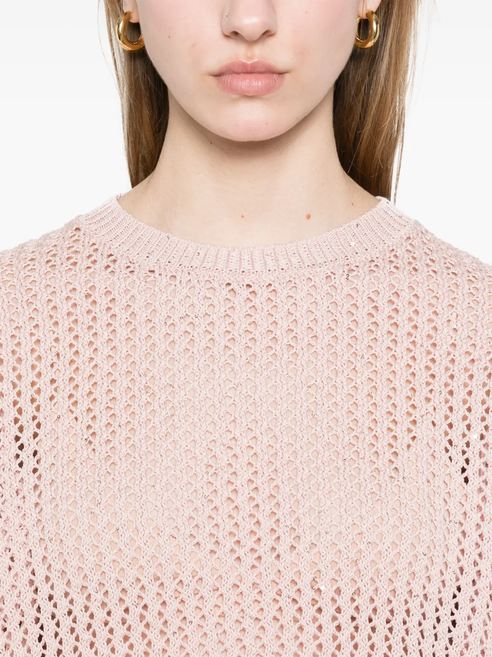 Shop Peserico Sequin-embellished Sweater In Pink