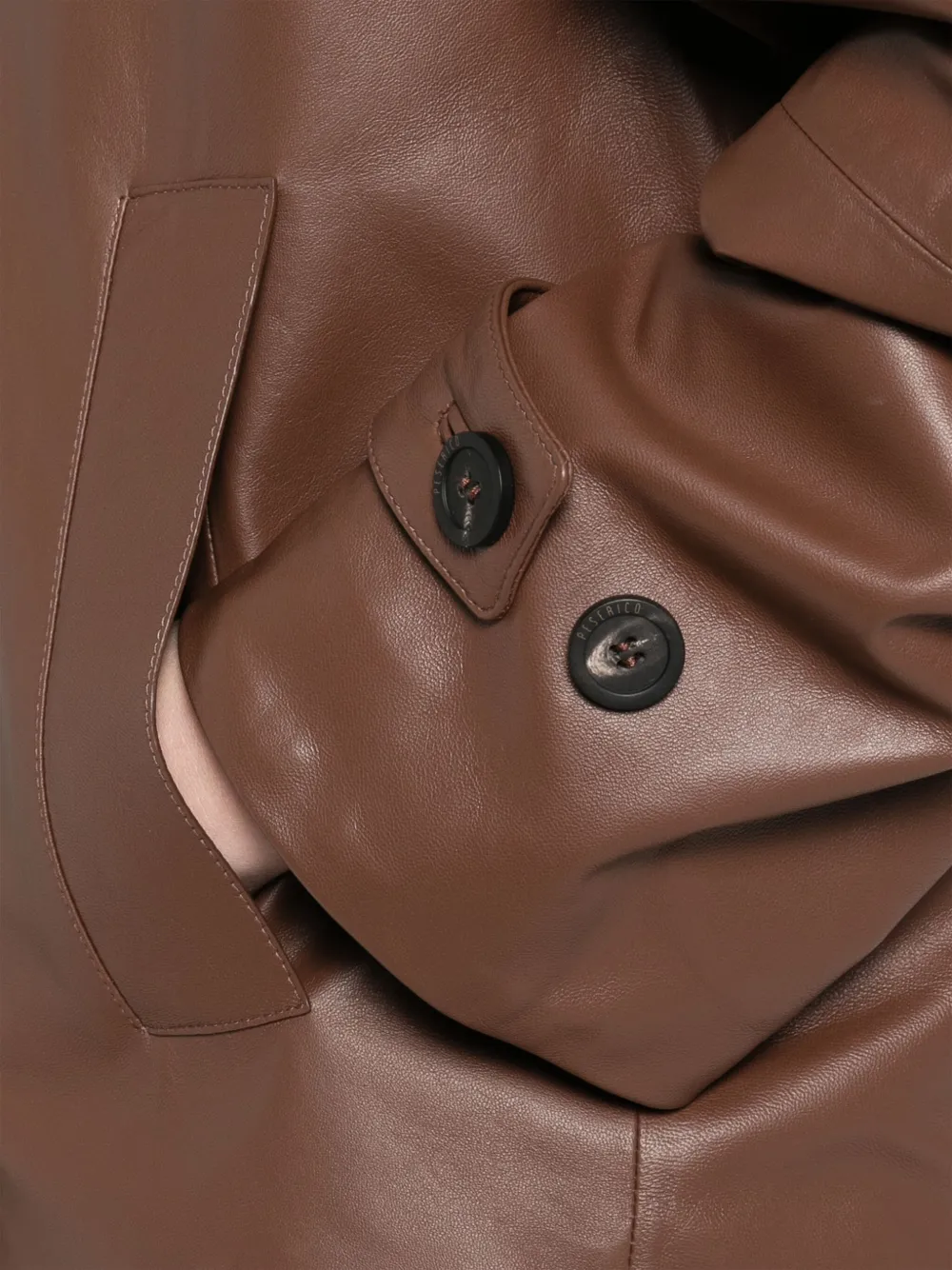 Shop Peserico Leather Blazer In Brown
