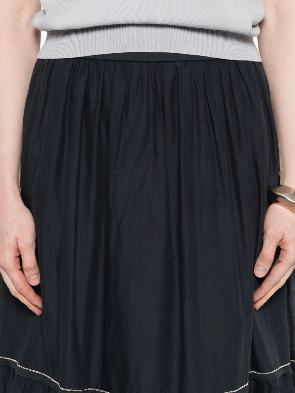 Shop Peserico Cotton Voile Maxi Skirt In Blue