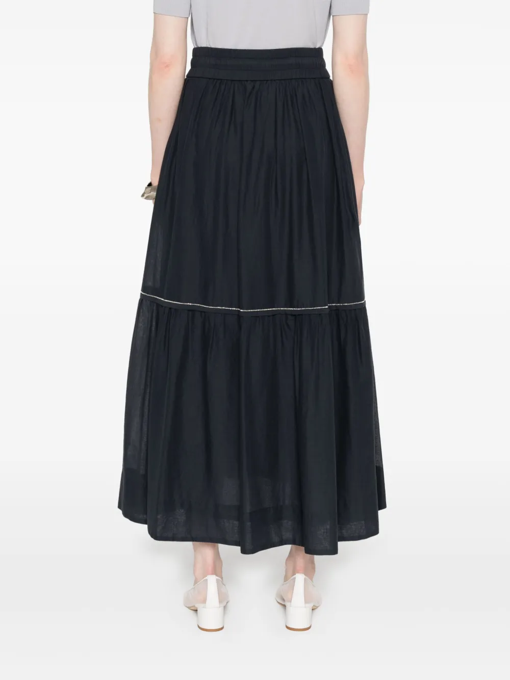 Shop Peserico Cotton Voile Maxi Skirt In Blue