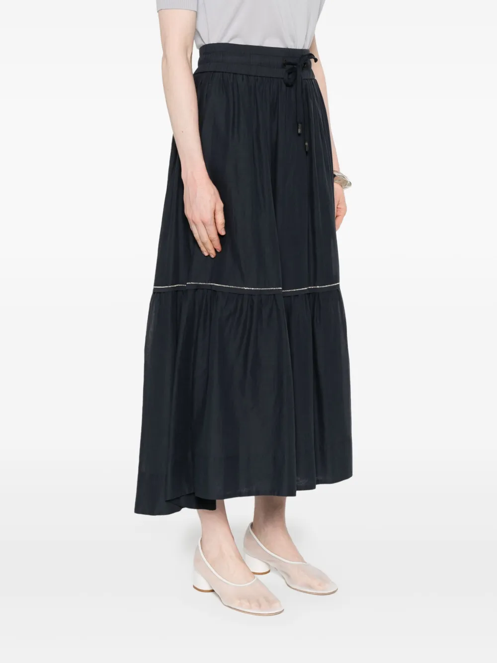 Shop Peserico Cotton Voile Maxi Skirt In Blue