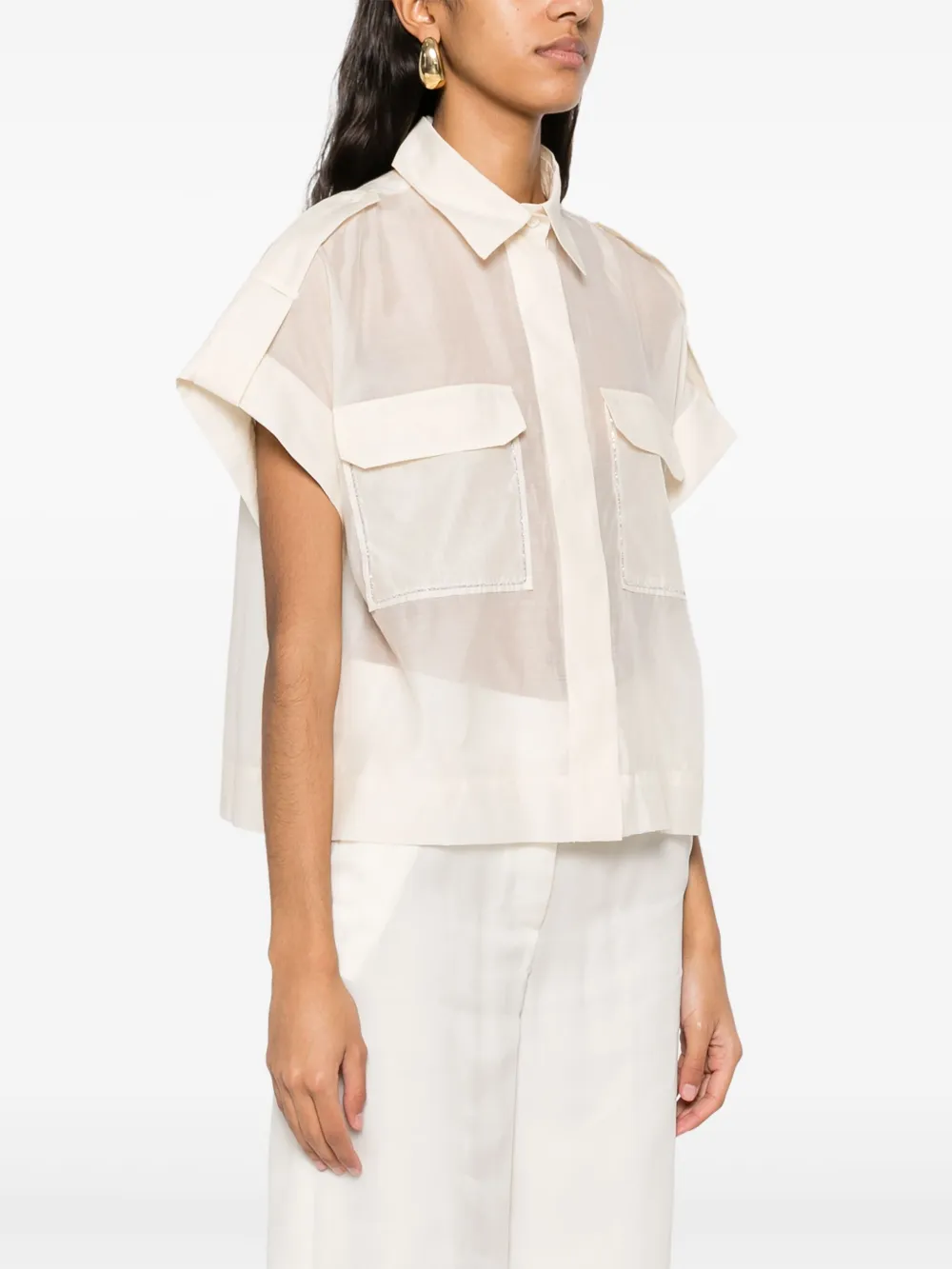 Peserico Blouse met bal- en kettingdetail Beige
