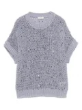 Peserico sequin-embellished cotton top - Blue