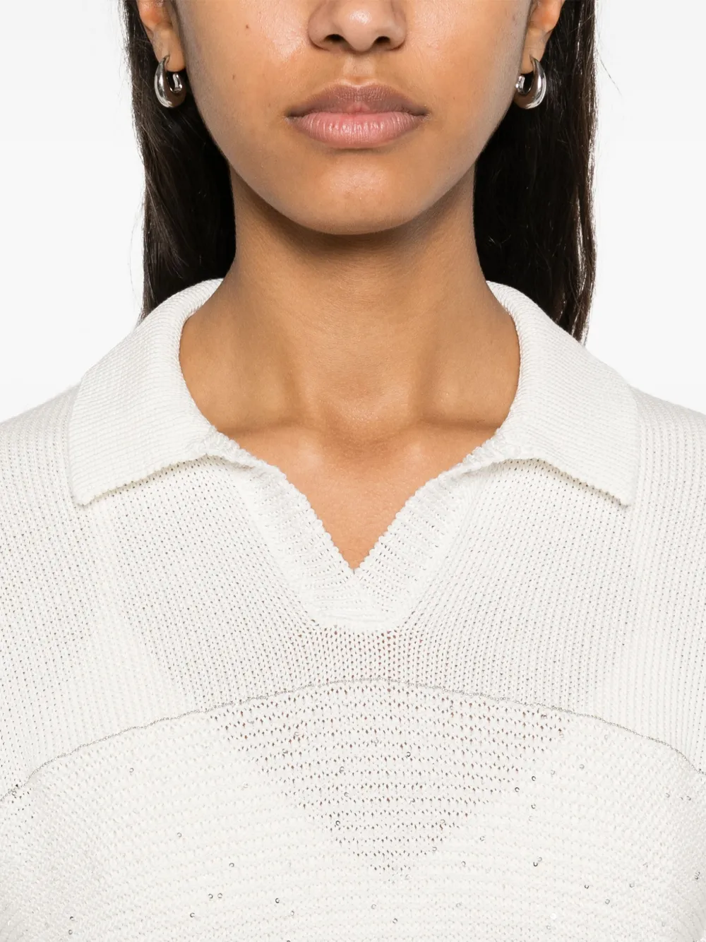 sequin-embellished knitted T-shirt
