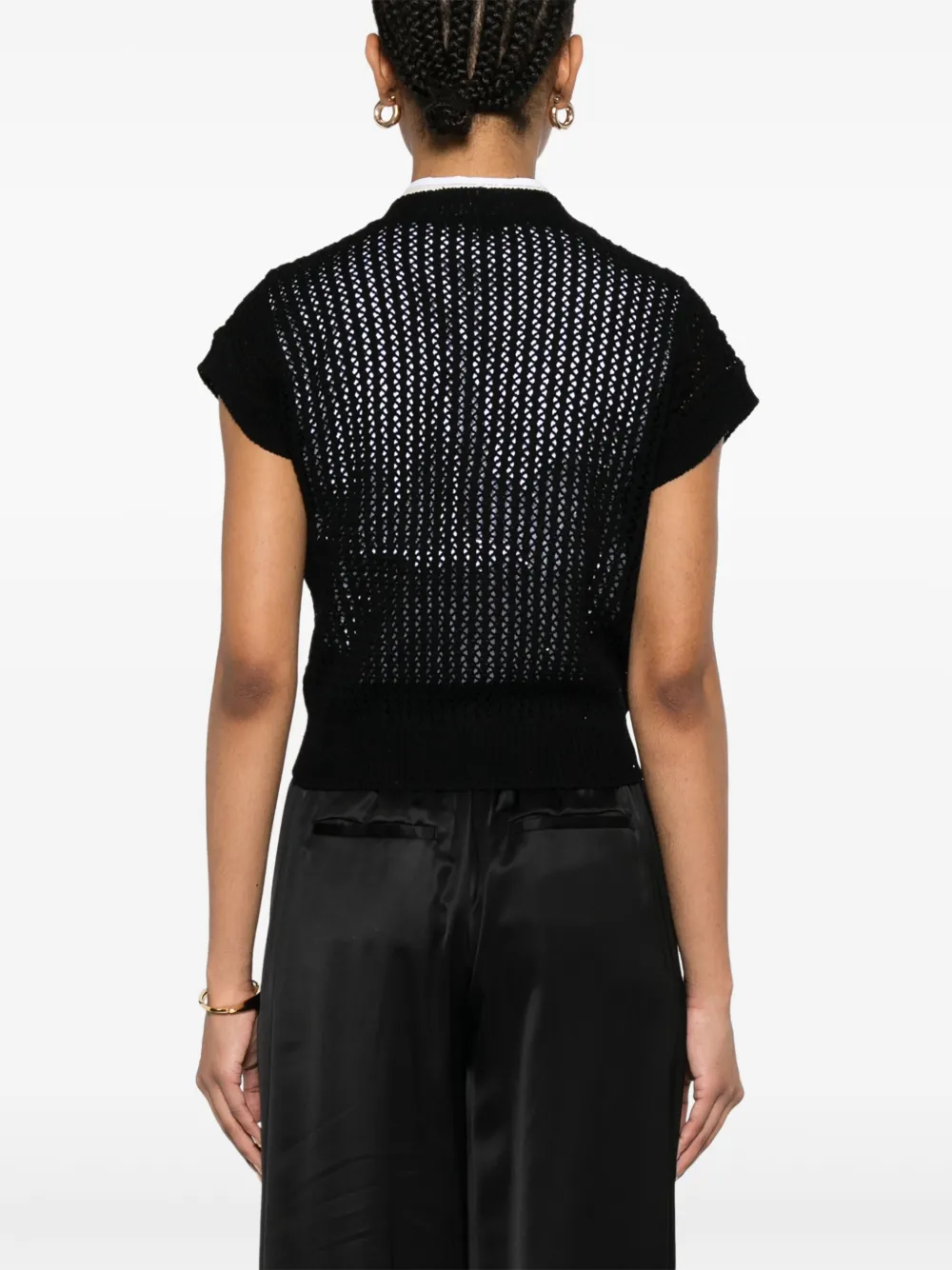 Shop Peserico Open-knit Cardigan In Black