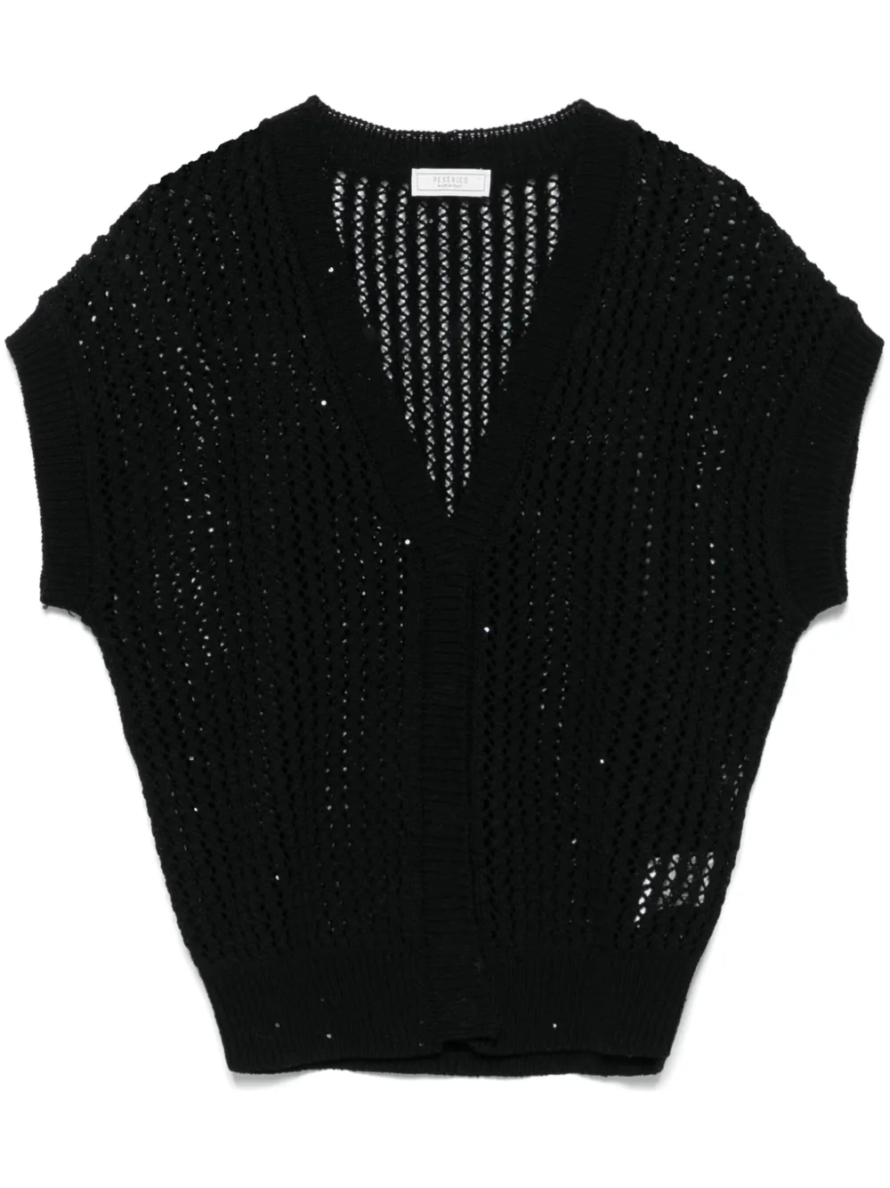 Shop Peserico Open-knit Cardigan In Black