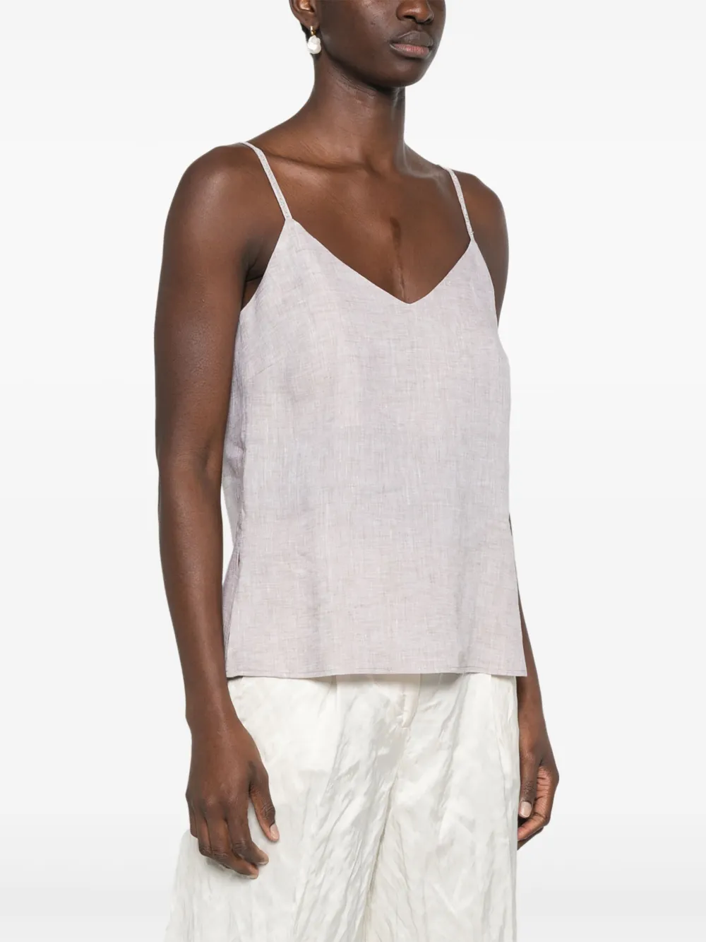 Shop Peserico Linen Top In Neutrals