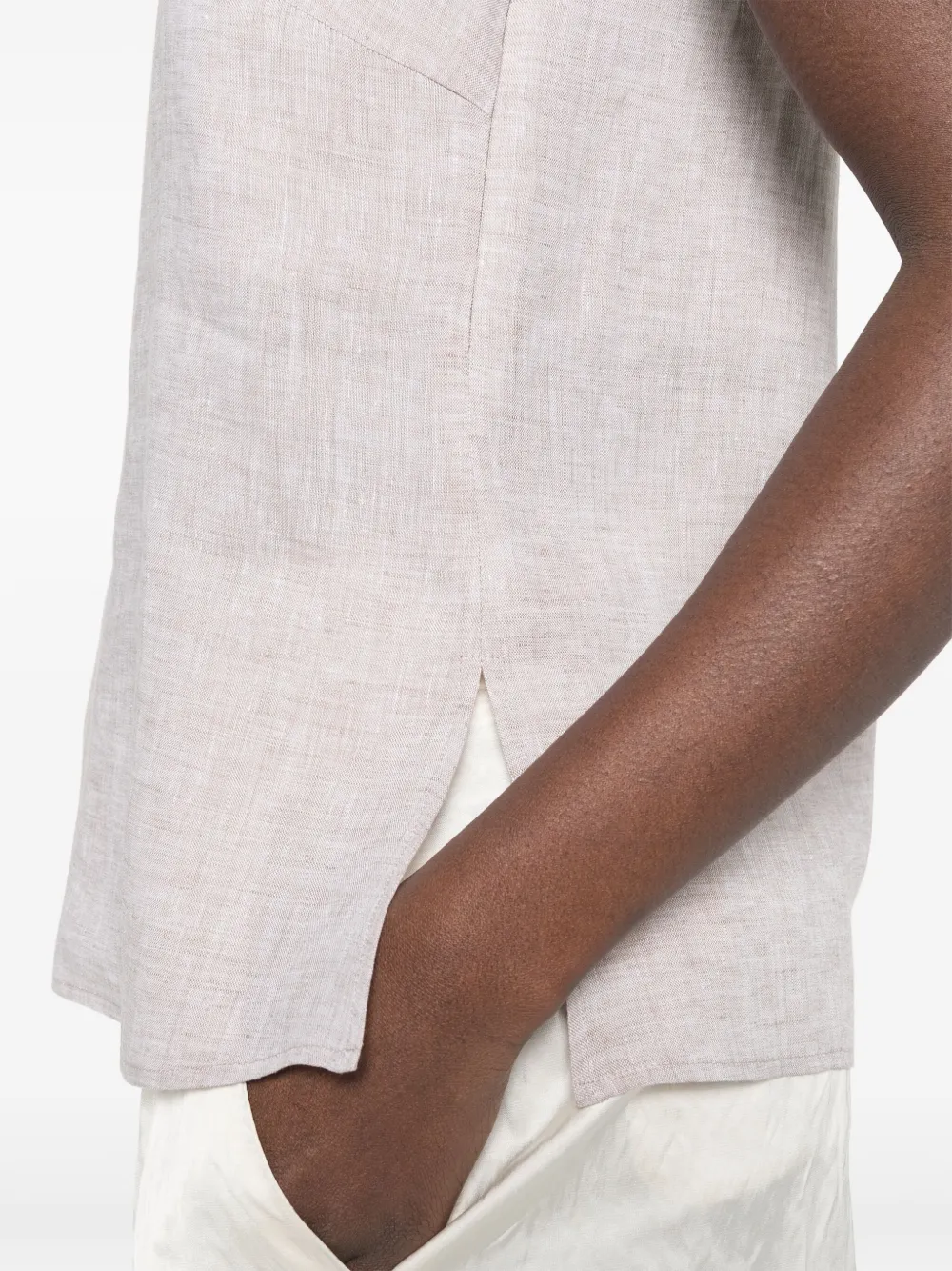 Shop Peserico Linen Top In Neutrals