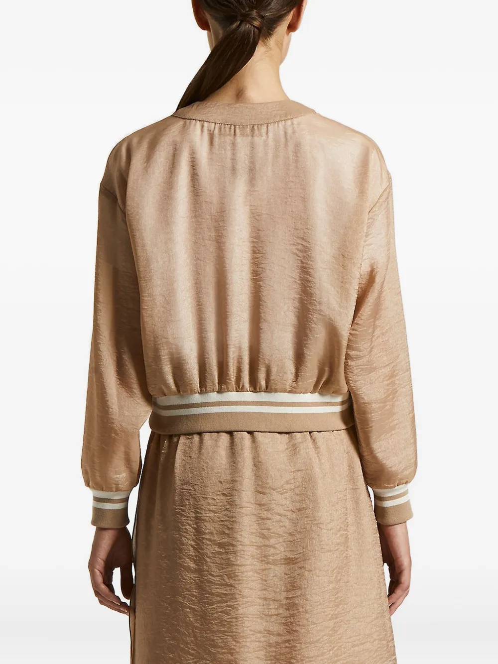 Peserico Button-fastening Ribbed-trim Jacket In Brown