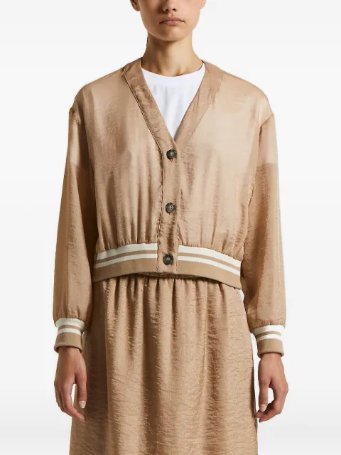 Peserico button-fastening ribbed-trim jacket
